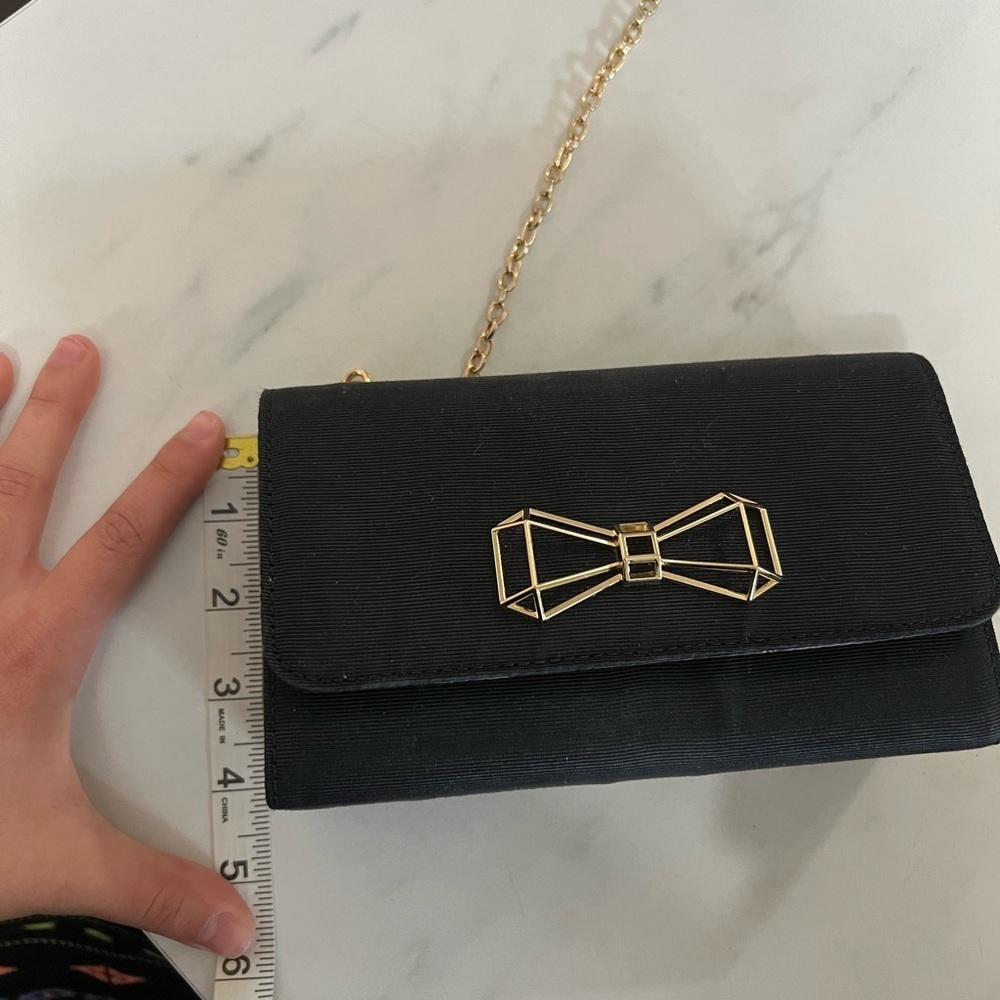 Ted Baker Black Gold Geometric Bow Clutch Bag - Picture 10 of 13